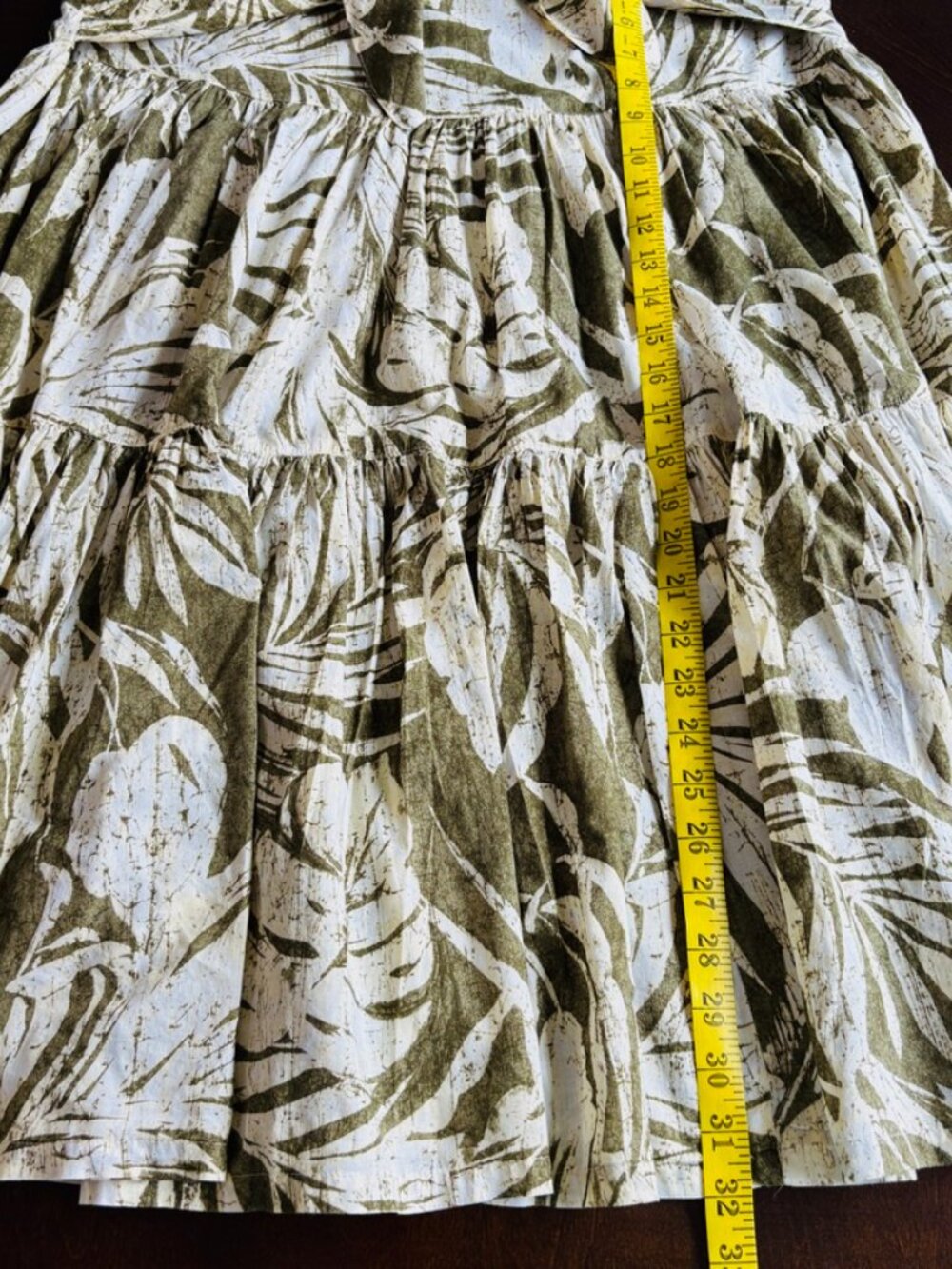 Lauren Ralph Lauren Tropical Leaf Print Tiered Midi Skirt Sz 10 Tie Waist Resort - Picture 9 of 9